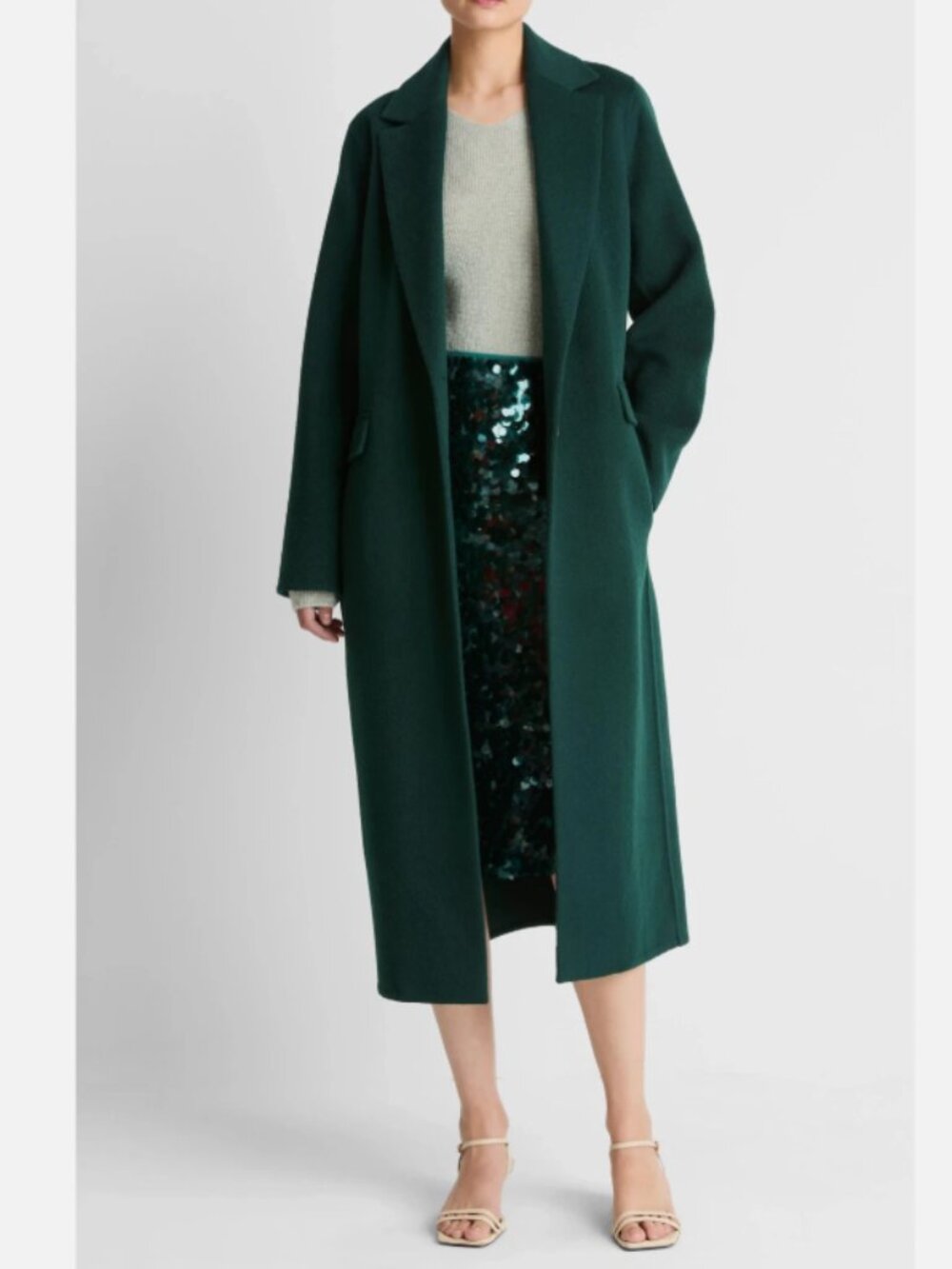Vince Classic Juniper Single-Breasted Wool Blend Coat